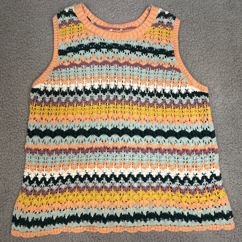 Women's Crochet Tank Multicolor Boho Cottagecore Fairycore Sleeveless Knit